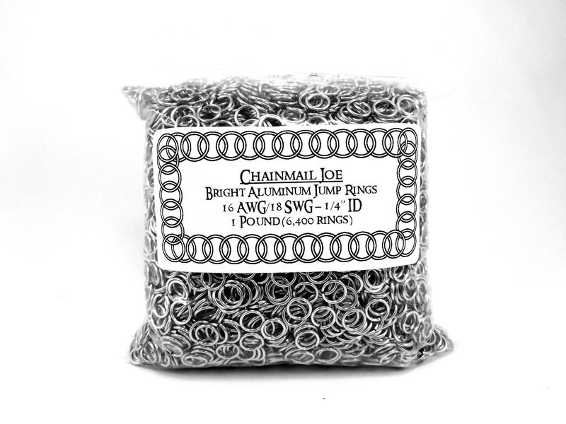 Chainmail Joe 1 Pound Bright Aluminum Chainmail Jump Rings 18G 1/4" ID (6400+ Rings!) - Image 1